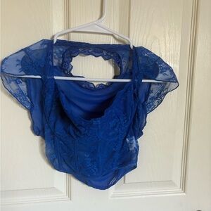 Blue Lace Crop Top